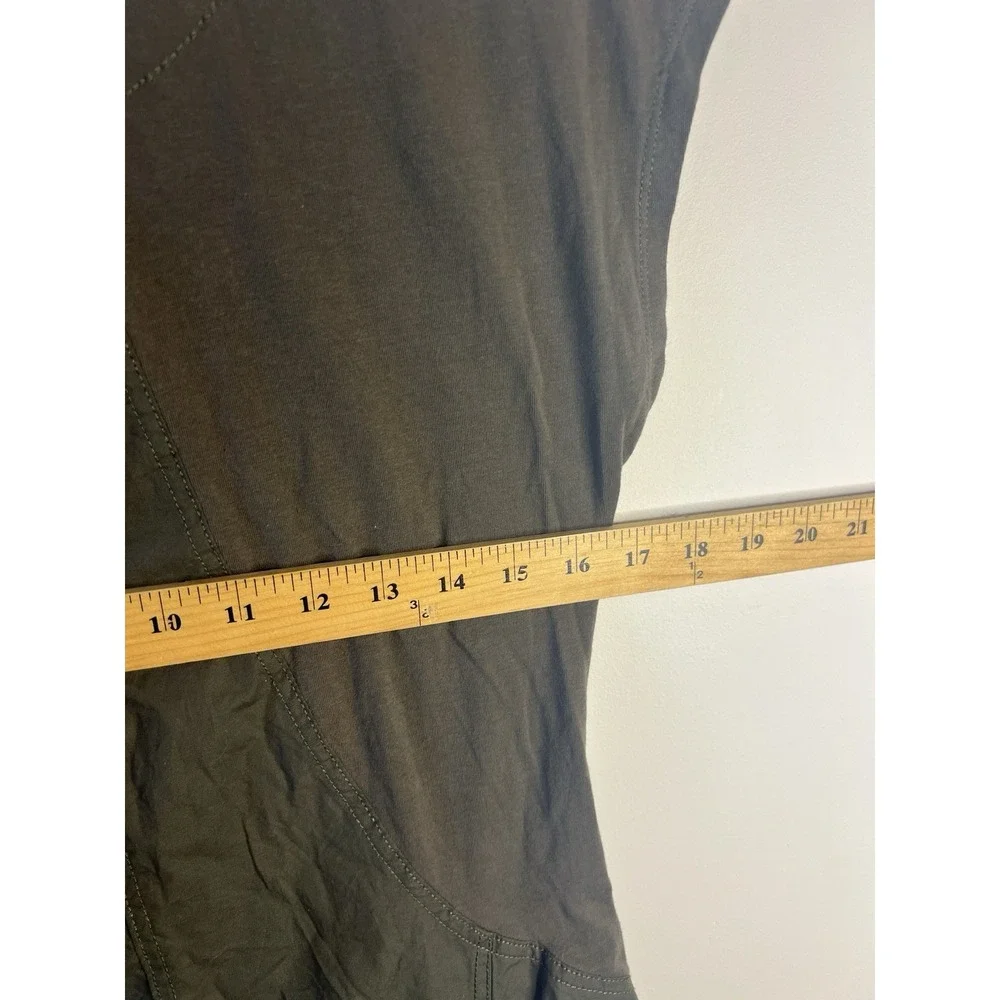 Wearables XCVI Dress Women M Ruched Cotton Stretch Boho Capsule Lagenlook Green